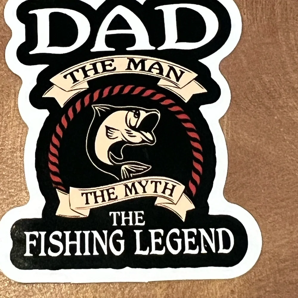 Black and White Fisherman Dad / grandpa stickers, set of 5 , New